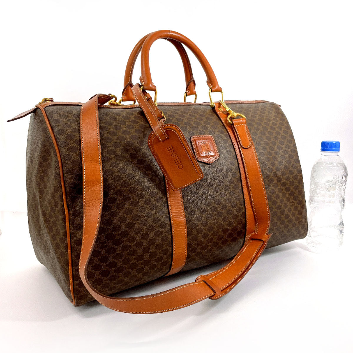 Celine Boston Duffel Bag Pvc, Leather Brown Macadam