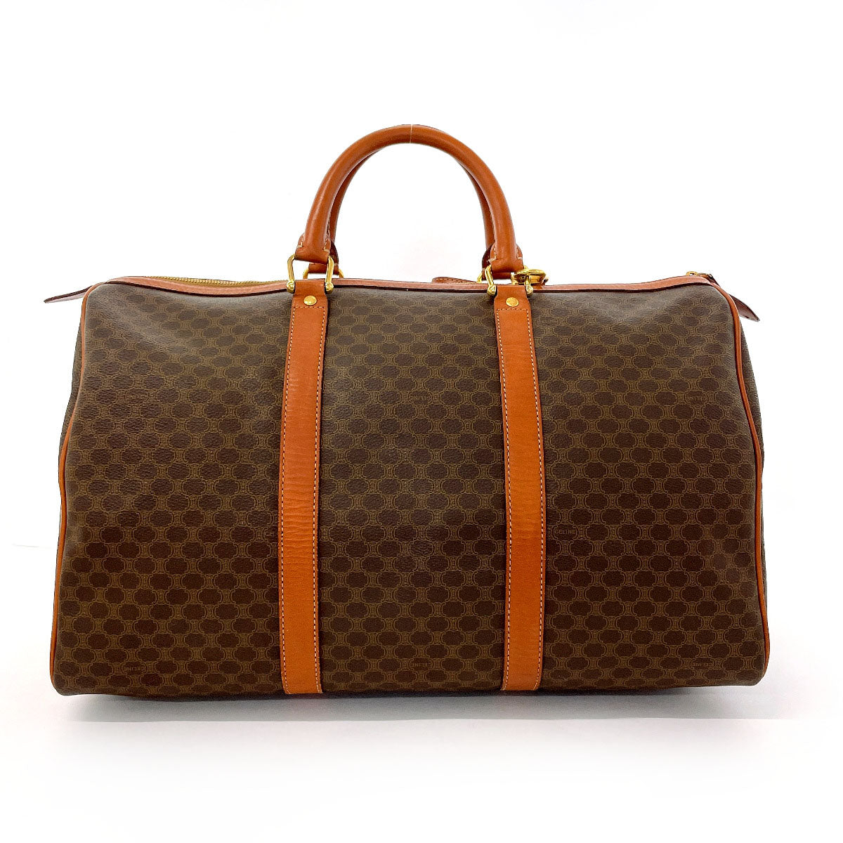 Celine Boston Duffel Bag Pvc, Leather Brown Macadam