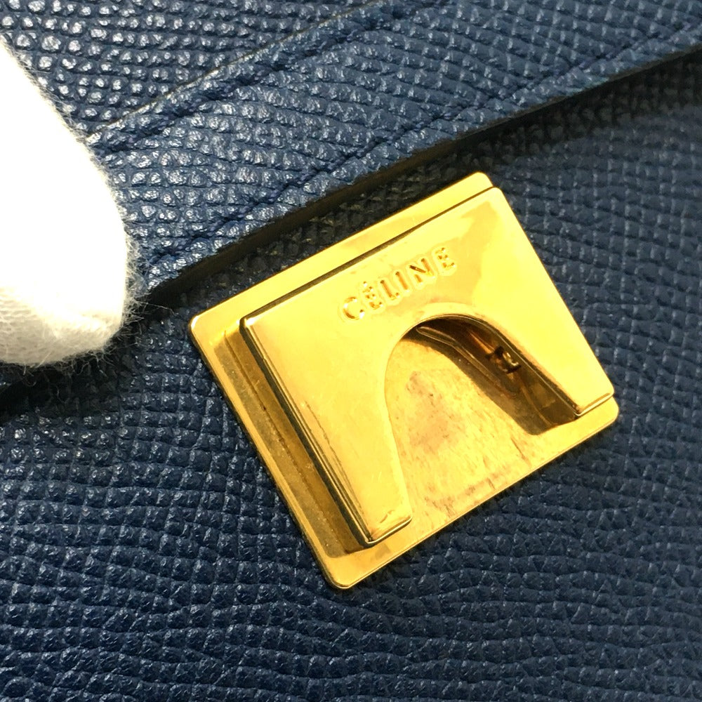 Celine Handbag 176103 Zva.07 Ds Calfskin Navy Flap Belt Bag Mini Women Used Authentic