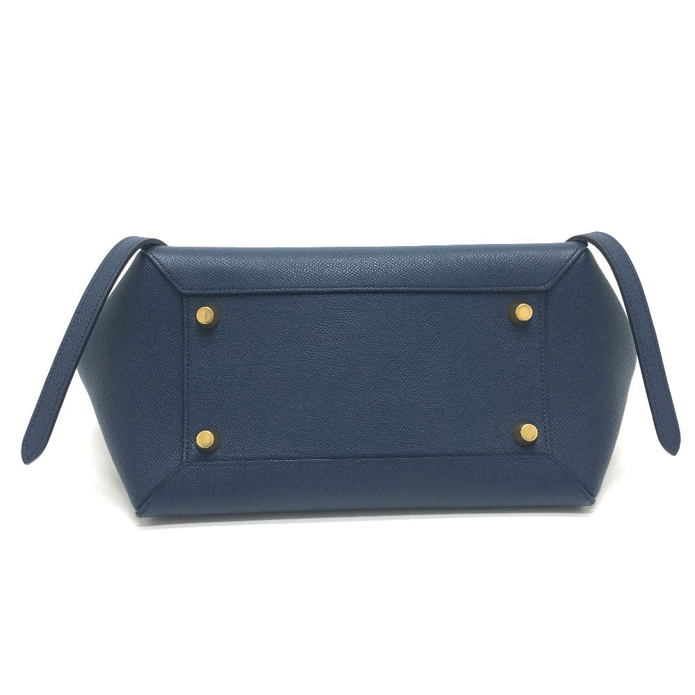 Celine Handbag 176103 Zva.07 Ds Calfskin Navy Flap Belt Bag Mini Women Used Authentic