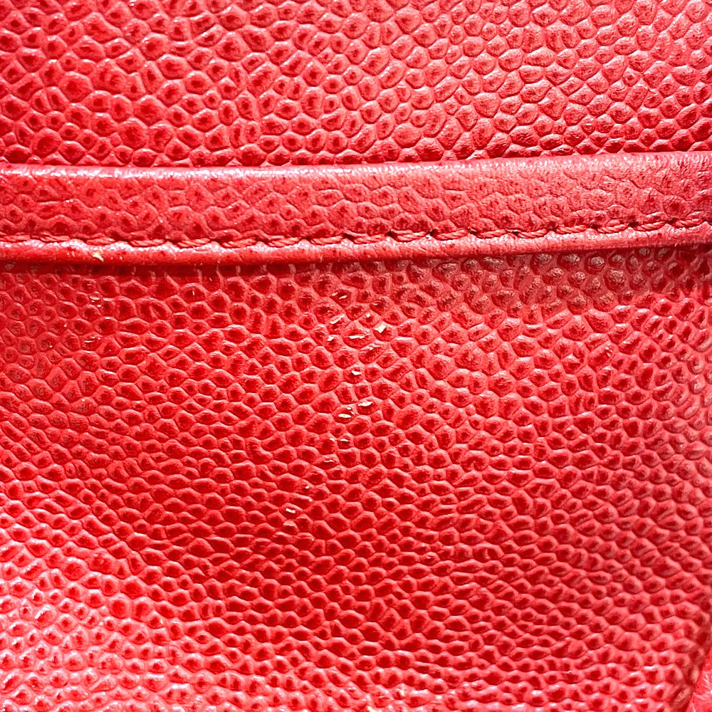 Chanel Tote Bag Caviar Skin Red Cc Coco Mark Wood Like Drawstring Type Women Used Authentic