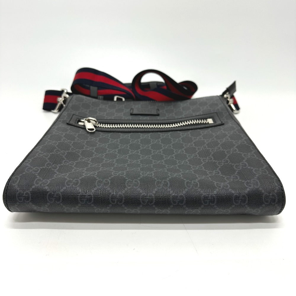 Gucci Shoulder Bag 474137 Gg Supreme Canvas Black Bag Gg Messenger Mens Used Authentic