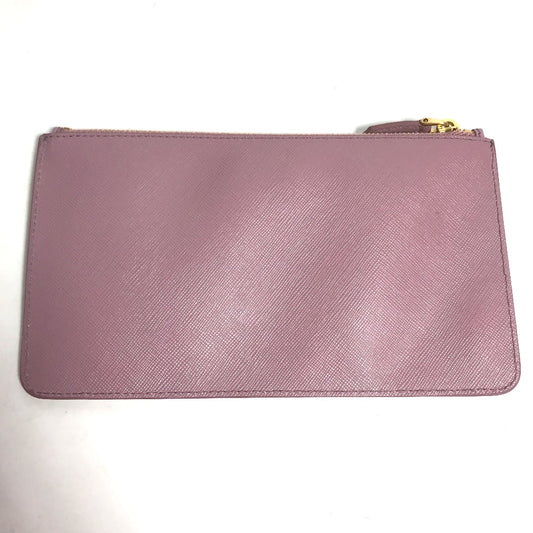 Prada Pouch Saffiano Leather Pink Type Logo Women Secondhand Authentic