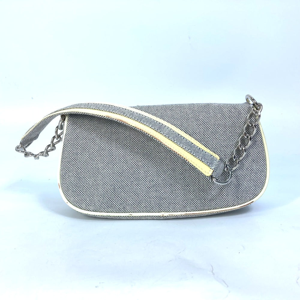 Chanel Shoulder Bag Canvas Gray Type No.5 Cc Camellia Coco Mark Chain Women Used Authentic