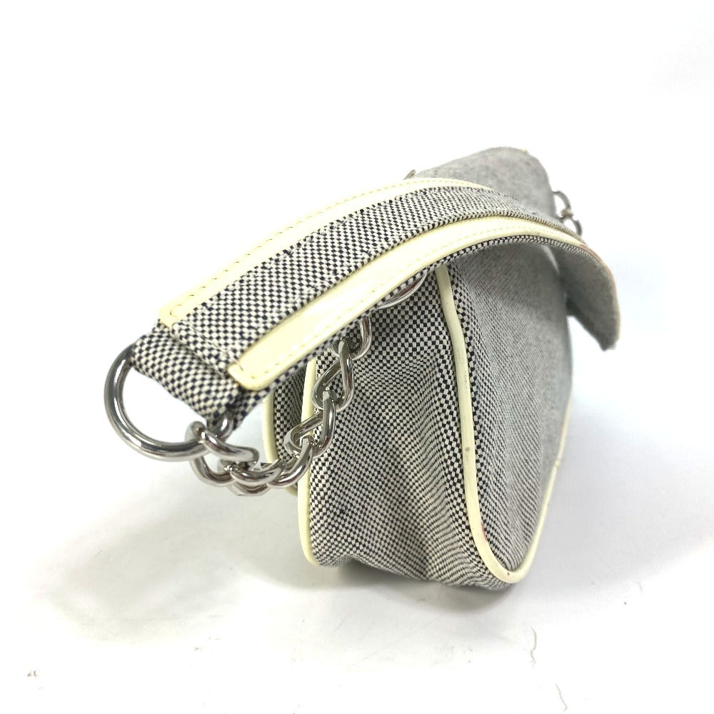 Chanel Shoulder Bag Canvas Gray Type No.5 Cc Camellia Coco Mark Chain Women Used Authentic