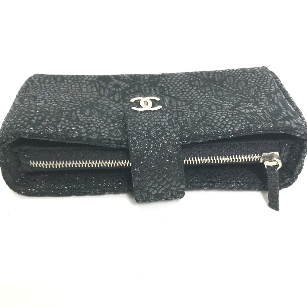 Chanel Pouch Leather Black Coco Mark Cc Women Used Authentic