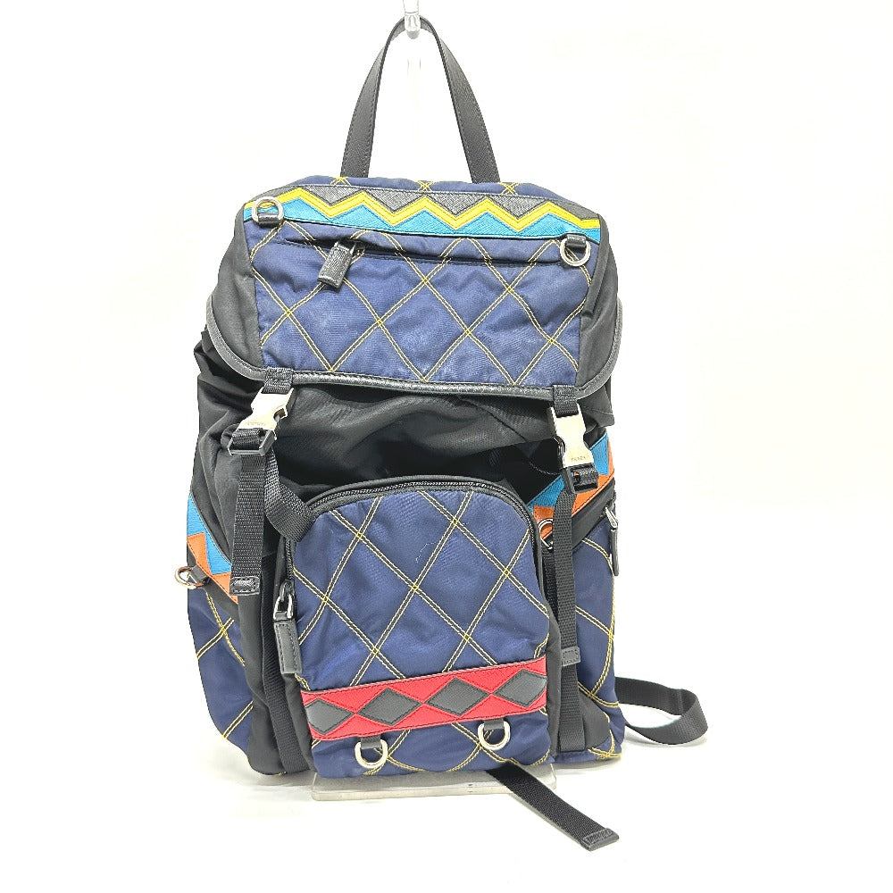 Prada Backpack Nylon / Leather Multicolor Quilting Multi Mens Used Authentic