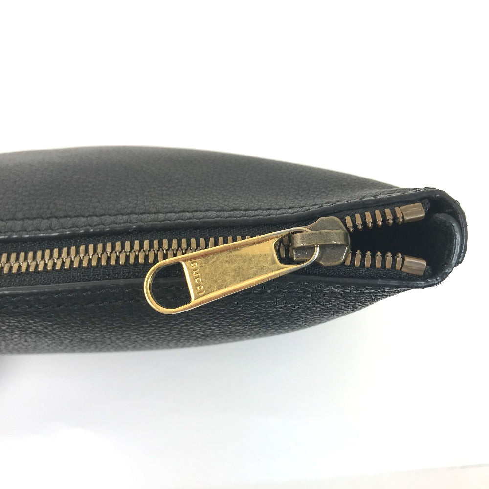 Gucci Clutch Bag 500981 Leather Black Bag Logo Mens Used Authentic