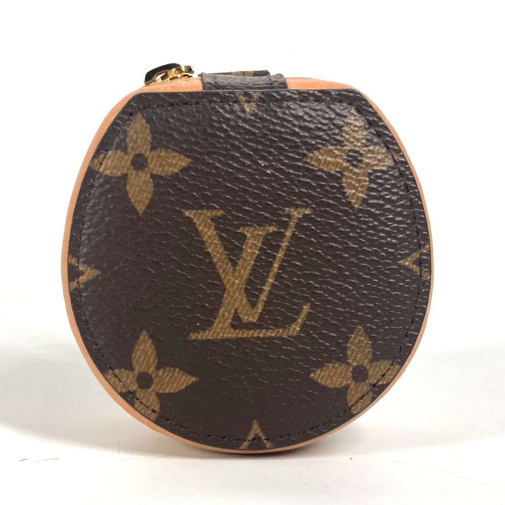 Louis Vuitton Pouch Gi0495 Monogram Canvas Brown Round Pouch Monogram Etui Earphones Air Pods Women Used Authentic