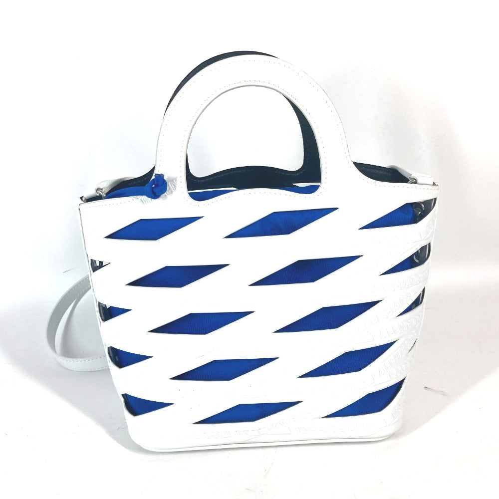 Balenciaga Handbag 630708 Patent Leather White With Porch All Over Pattern All Over Logo Women Used Authentic