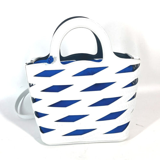 Balenciaga Handbag 630708 Patent Leather White With Porch All Over Pattern All Over Logo Women Used Authentic