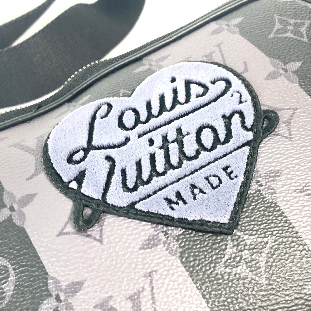 Louis Vuitton Sling Bag M59338 Monogram Eclipse Canvas Gray Nigo Collaboration Monogram Stripe Monogram Eclipse Modular Sling Bag Mens Used Authentic