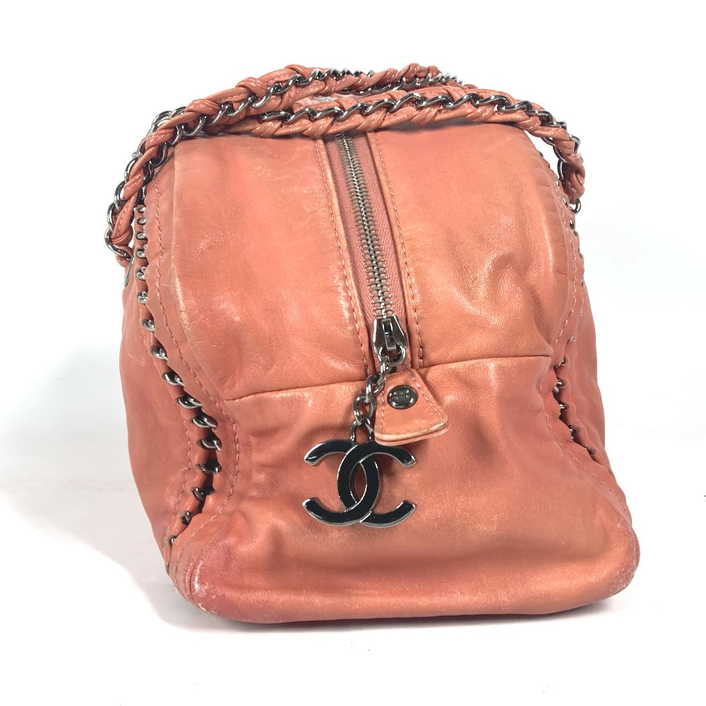 Chanel Shoulder Bag Leather Pink Type W Chain Logo Cc Coco Mark Luxury Line Women Used Authentic