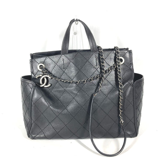 Chanel Shoulder Bag Leather Black Matelasse W Chain Quilting Cc Coco Mark Logo Women Used Authentic