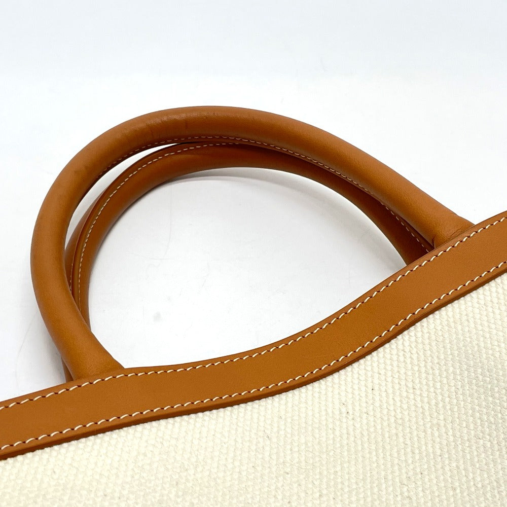 Celine Shoulder Bag 192082 Bnz.02 Nt Leather / Canvas Natural X Tongue Bar Tikal Hippo Small Women Used Authentic