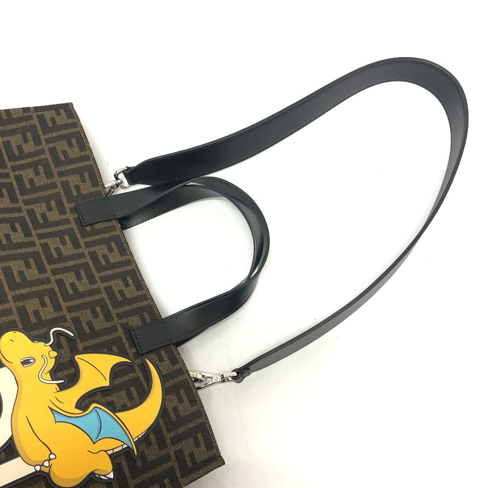 Fendi Tote Bag Canvas / Leather Brown Zucca Pokemon Dragonite Women Used Authentic