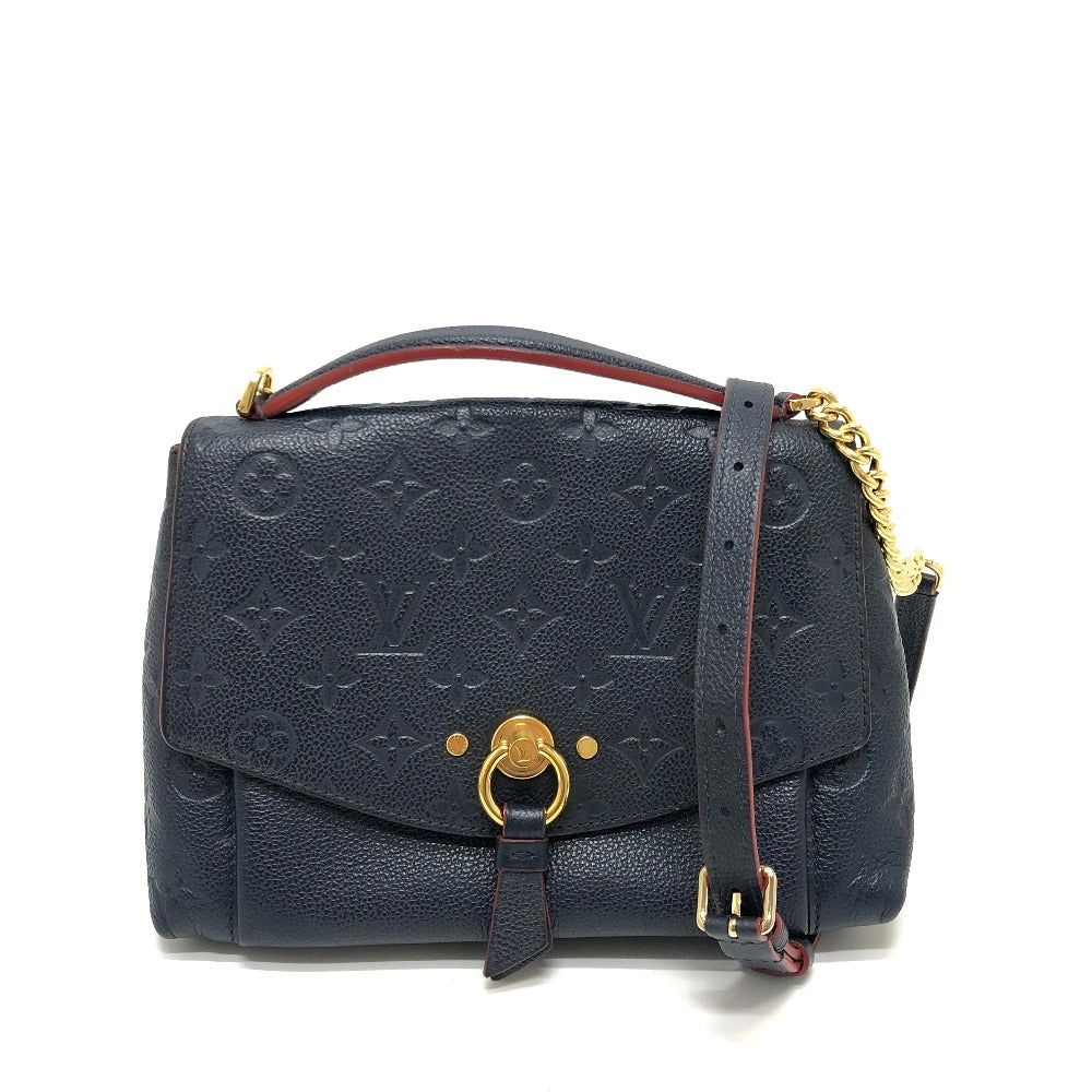 Louis Vuitton Shoulder Bag M43781 Monogram Ann Platt Leather Navy Blanche Bb Women Secondhand Authentic