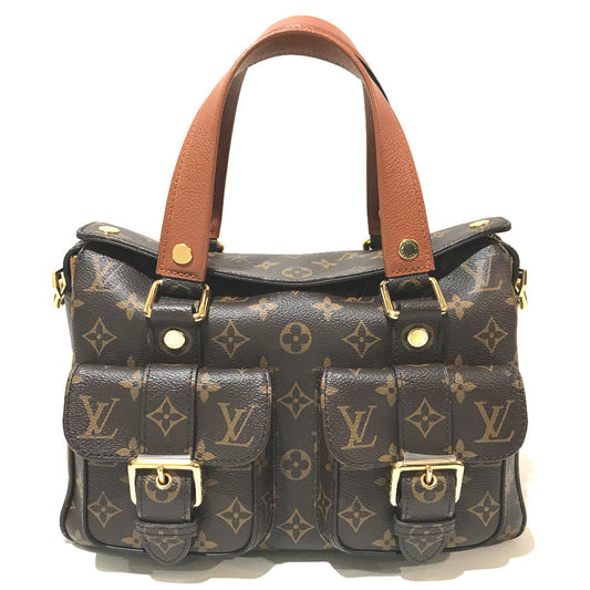 Louis Vuitton Handbag M43481 Monogram Canvas Caramel Monogram Manhattan Women Used Authentic