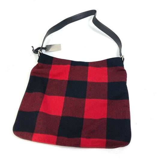 Celine Shoulder Bag Cotton, Leather Red Check Women Used Authentic