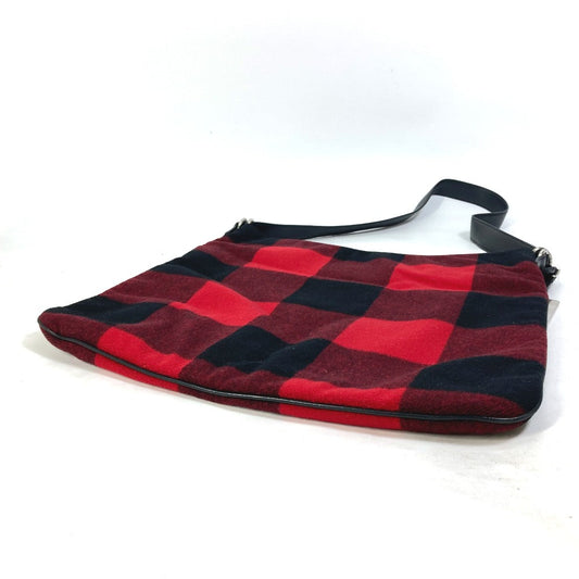 Celine Shoulder Bag Cotton, Leather Red Check Women Used Authentic