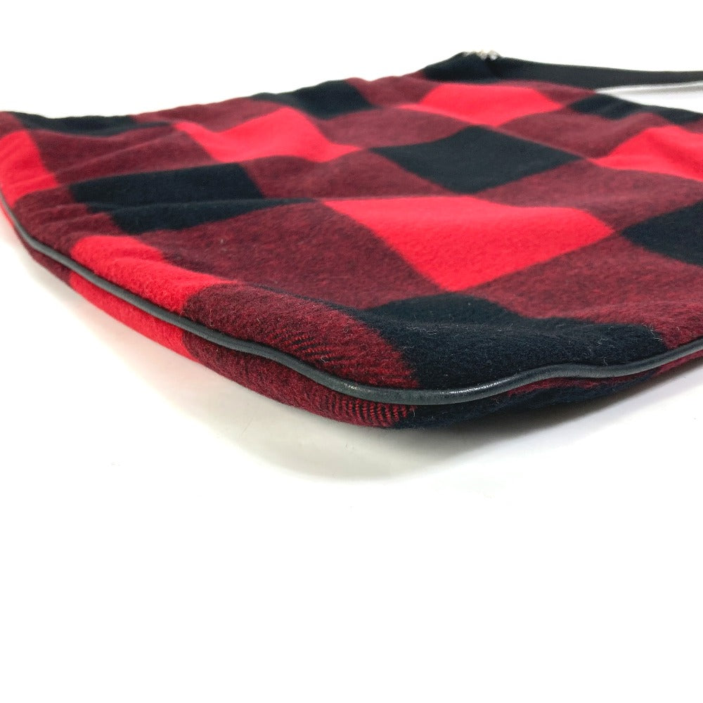 Celine Shoulder Bag Cotton, Leather Red Check Women Used Authentic