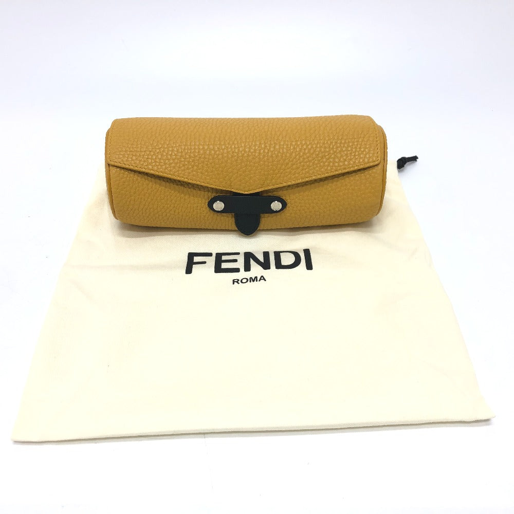 Fendi Accessory Pouch 7 As073 Leather Yellow Watch Case Watch Case Women Used Authentic