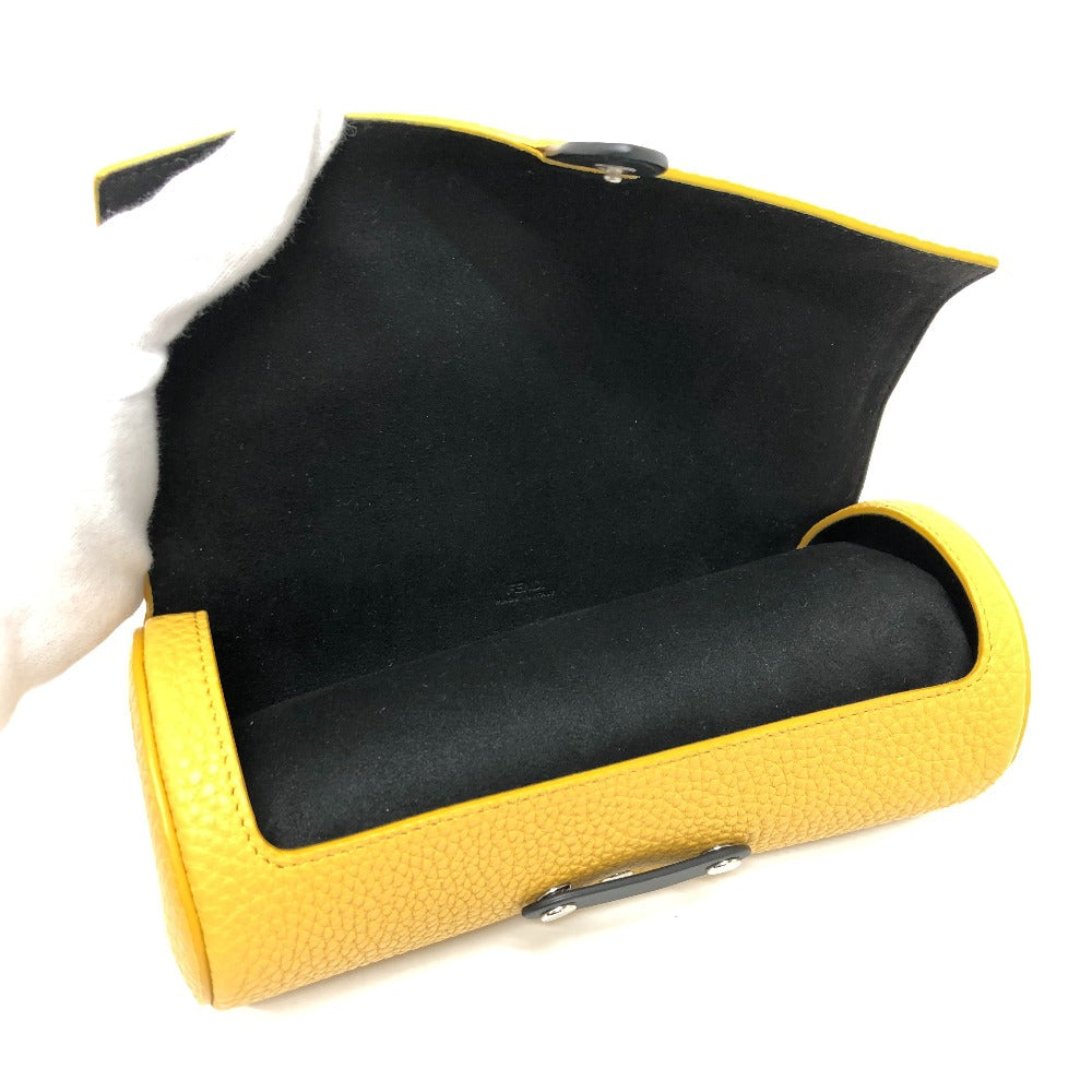 Fendi Accessory Pouch 7 As073 Leather Yellow Watch Case Watch Case Women Used Authentic