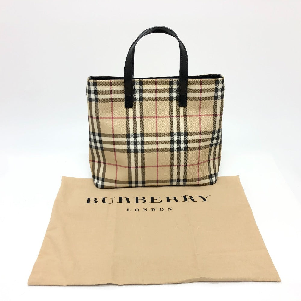 Burberry Handbag Pvc / Leather Beige Check Women Used Authentic