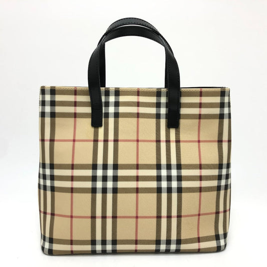 Burberry Handbag Pvc / Leather Beige Check Women Used Authentic