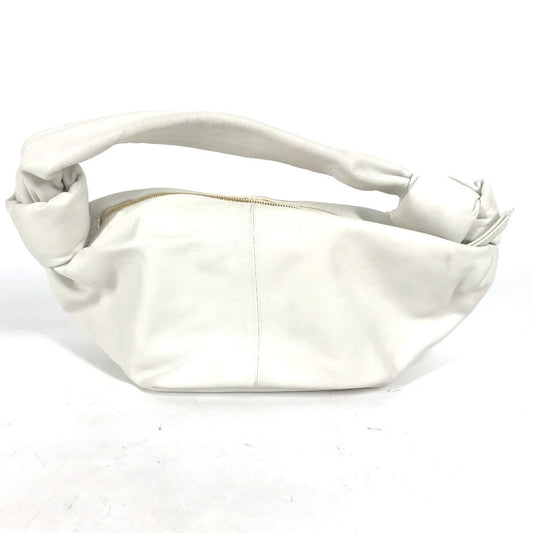 Bottegaveneta Handbag Leather White Pouch Double Knot Women Used Authentic