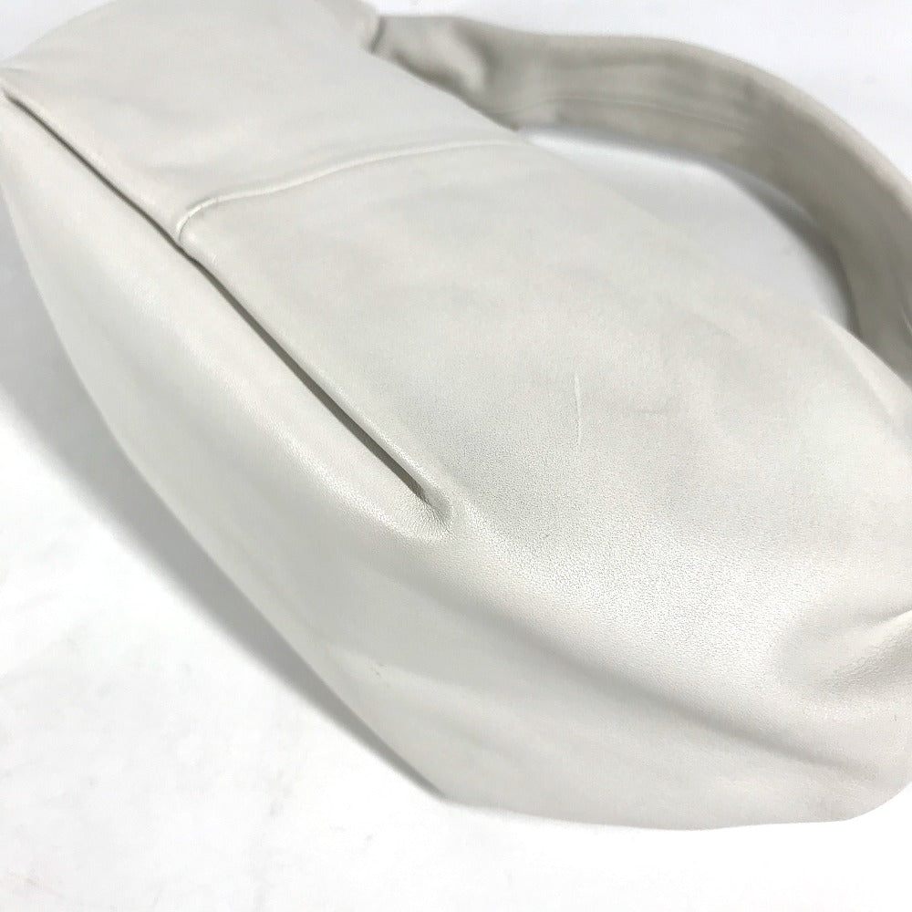 Bottegaveneta Handbag Leather White Pouch Double Knot Women Used Authentic