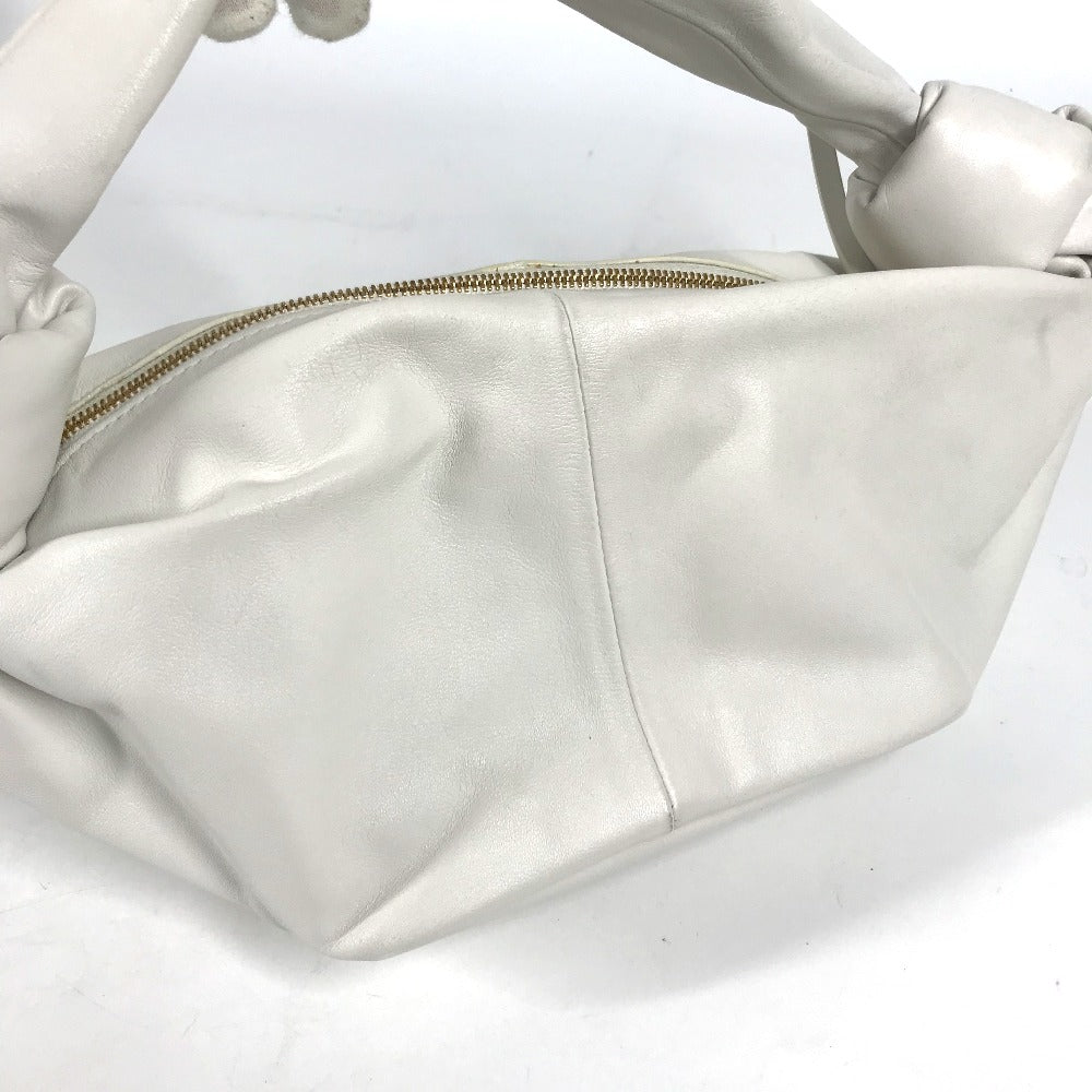 Bottegaveneta Handbag Leather White Pouch Double Knot Women Used Authentic