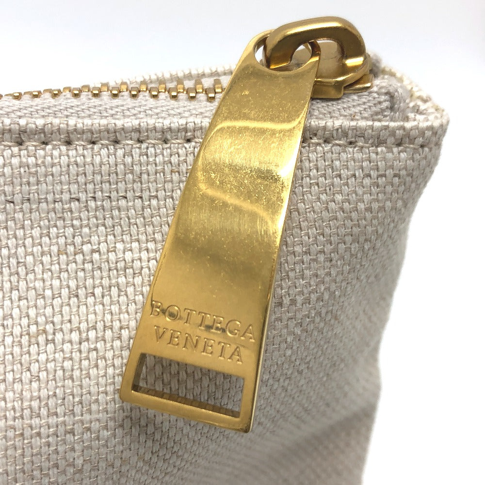 Bottegaveneta Business Bag Canvas Beige Logo Women Used Authentic