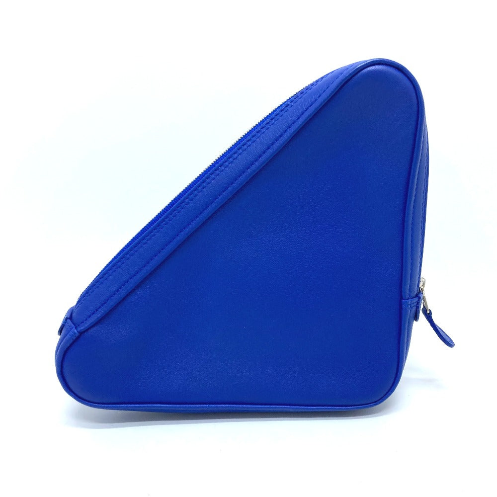 Balenciaga Pouch 476976 Leather Blue Triangle Triangle Women Used Authentic