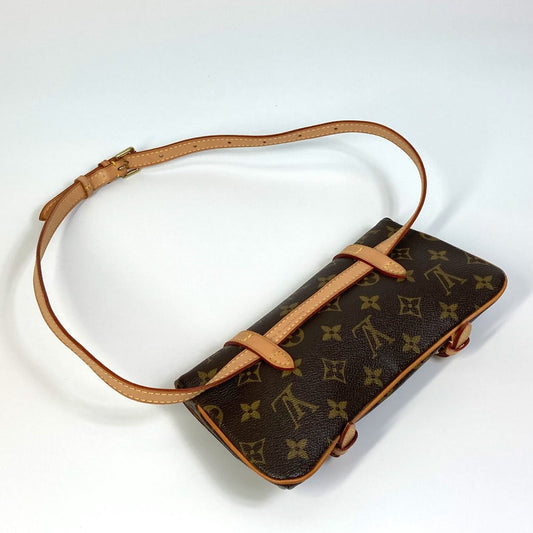 Louis Vuitton Waist Bag M51159 Monogram Canvas Brown Monogram Pochette Marrell Women Used Authentic