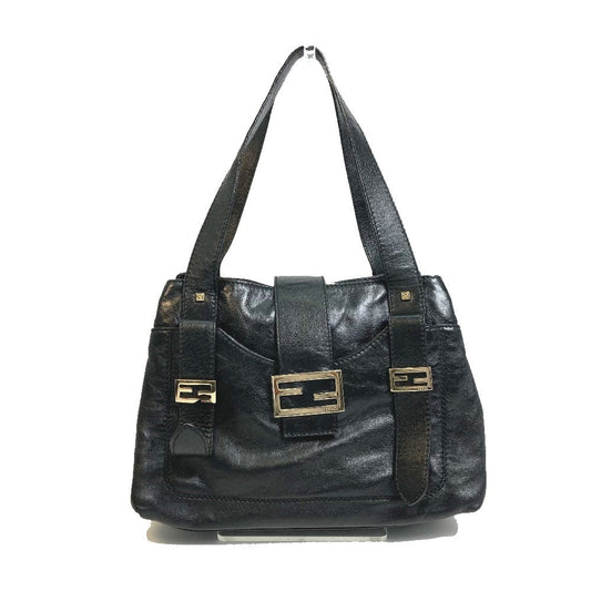 Fendi Tote Bag Leather Black Mamma Women Used Authentic