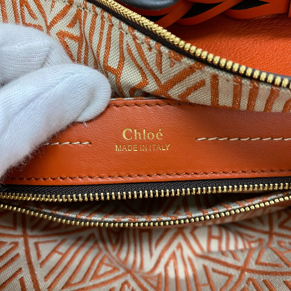 Chloe Handbag Leather Orange 2 Way Shoulder Bag Dahlia Women Used Authentic