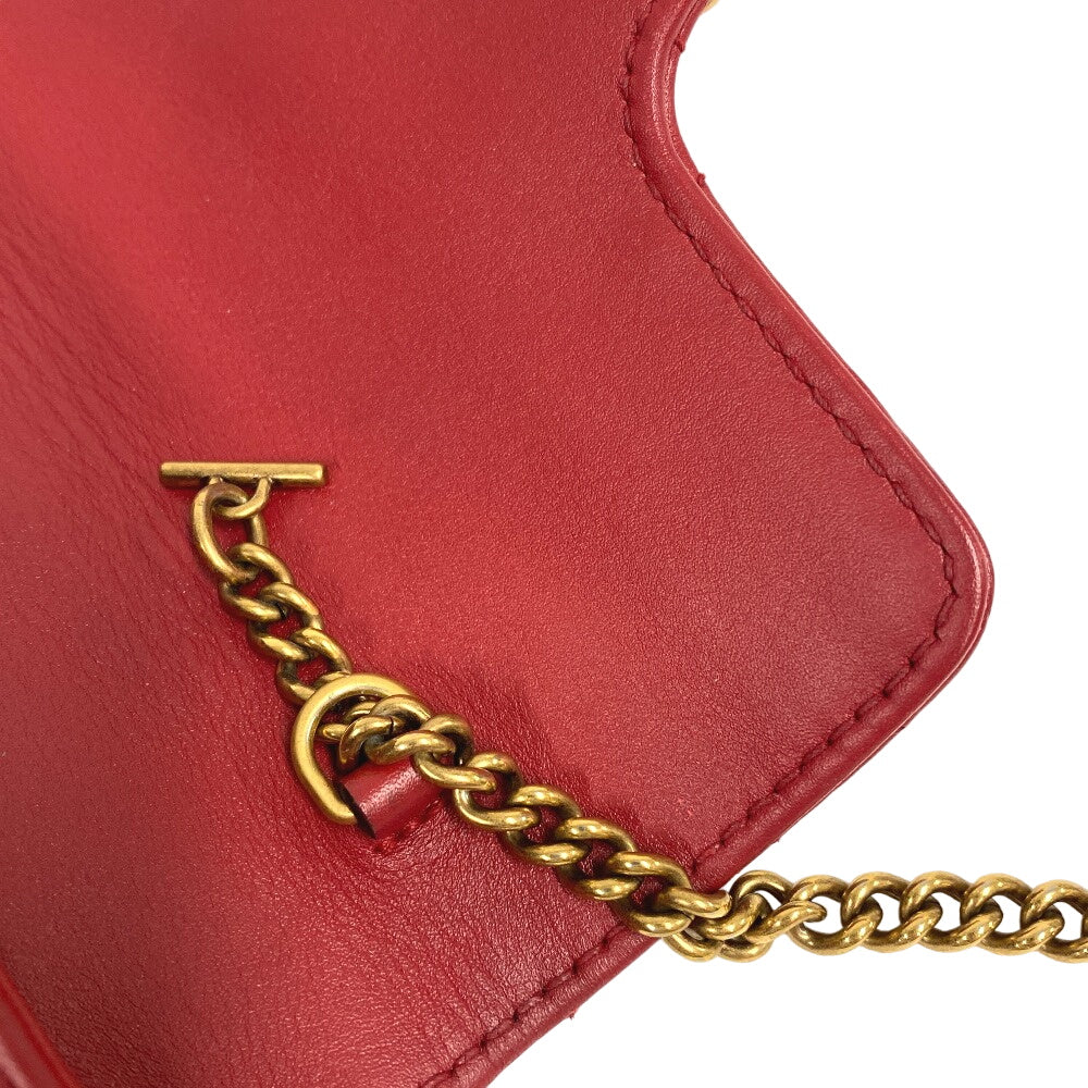 Gucci Shoulder Bag 476433 Leather Red Chain Shoulder Gg Marmont Women Used Authentic