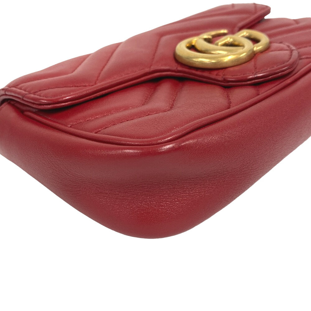 Gucci Shoulder Bag 476433 Leather Red Chain Shoulder Gg Marmont Women Used Authentic