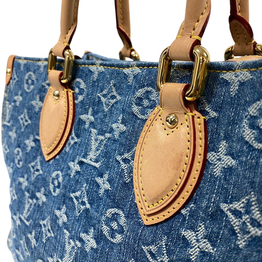 Louis Vuitton Tote Bag M46871 Monogram Denim Navy Monogram Denim On The Go Mm Women Used Authentic