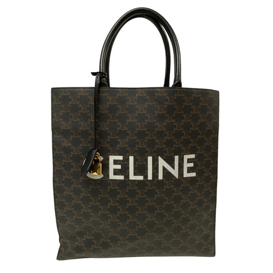 Celine Tote Bag Pvc, Leather Black Triomphe Vertical Cover Women Used Authentic