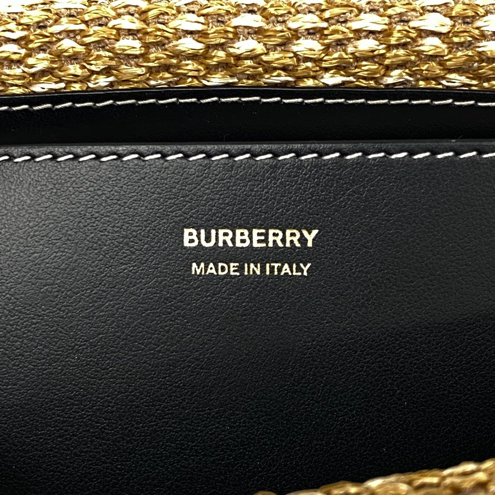 Burberry Clutch Bag Straw, Leather Beige Monogram Unisex(unisex) Used Authentic