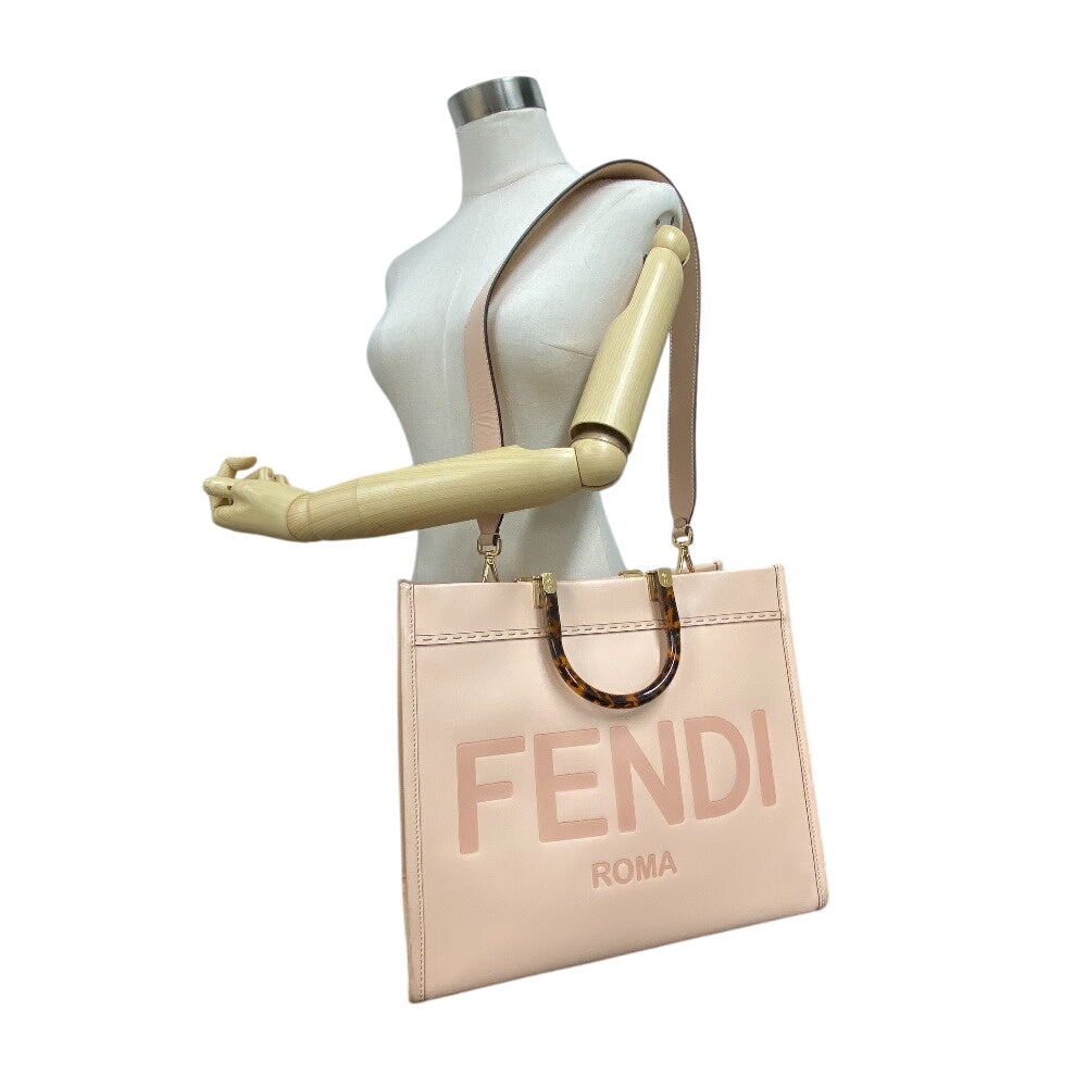 Fendi Handbag 8 Bh386 Leather Pink Sunshine Medium Women Used Authentic