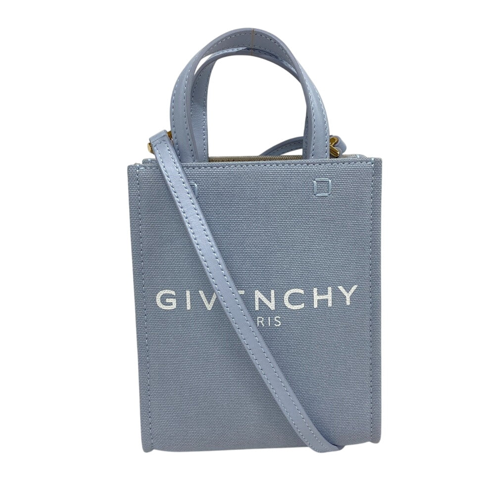 Givenchy Tote Bag Canvas, Leather Blue Bma0223 G Tote Vertical Mini Ki Women Used Authentic