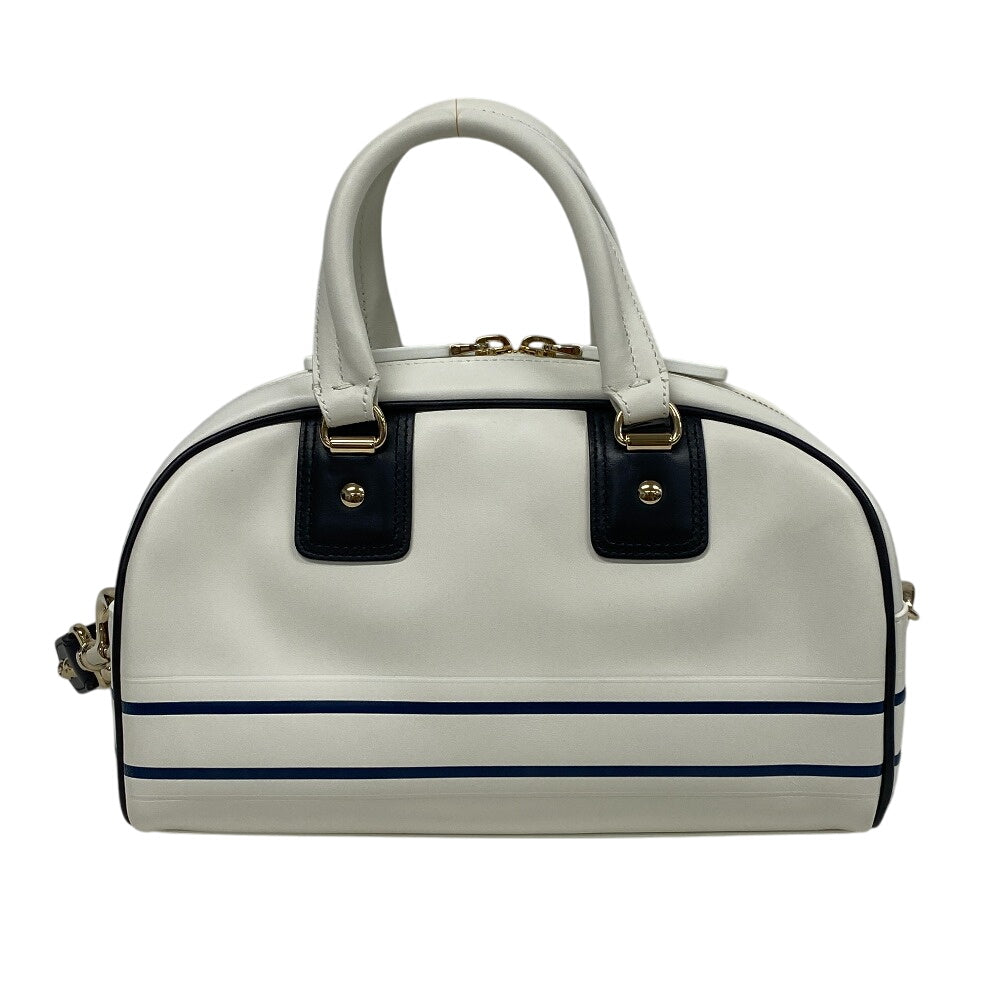 Christian Dior Handbag Leather White 83 Ma 0212 X Vibe Bowling Bag Women Used Authentic