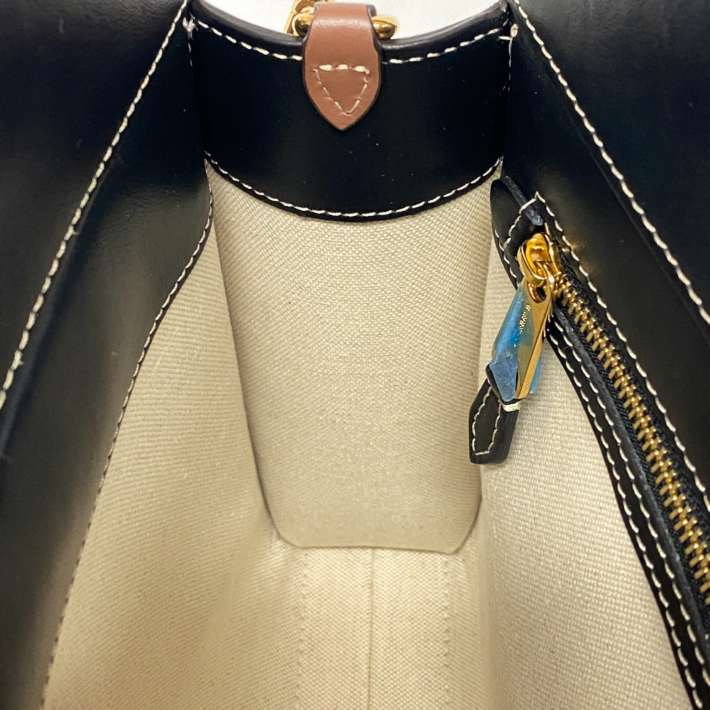 Burberry Handbag Canvas, Leather Black 2 Way Horse Ferry Print Mini Two Tone Women Used Authentic