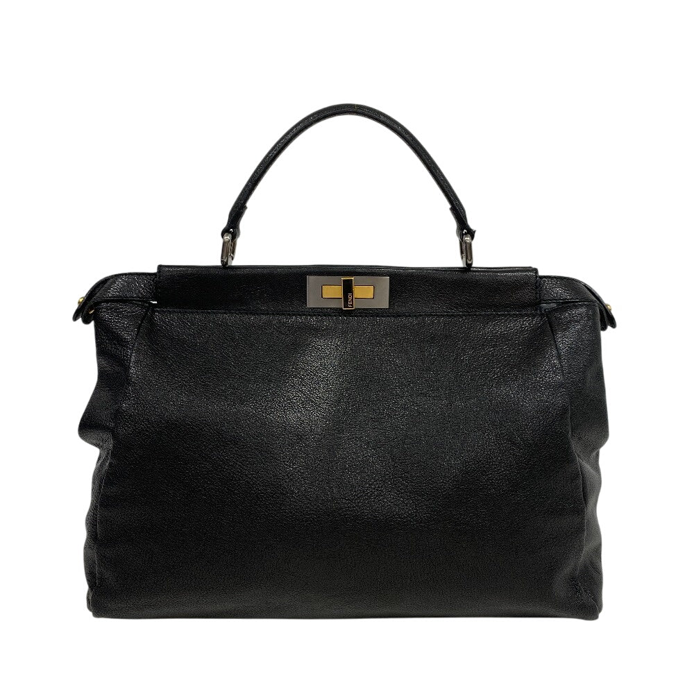 Fendi Handbag 8 Bn210 Leather Black Peekaboo Large