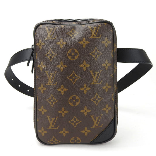 Louis Vuitton Sling Bag M44428 Monogram Macassar, Leather Black Utility Side Bag Mens Used Authentic