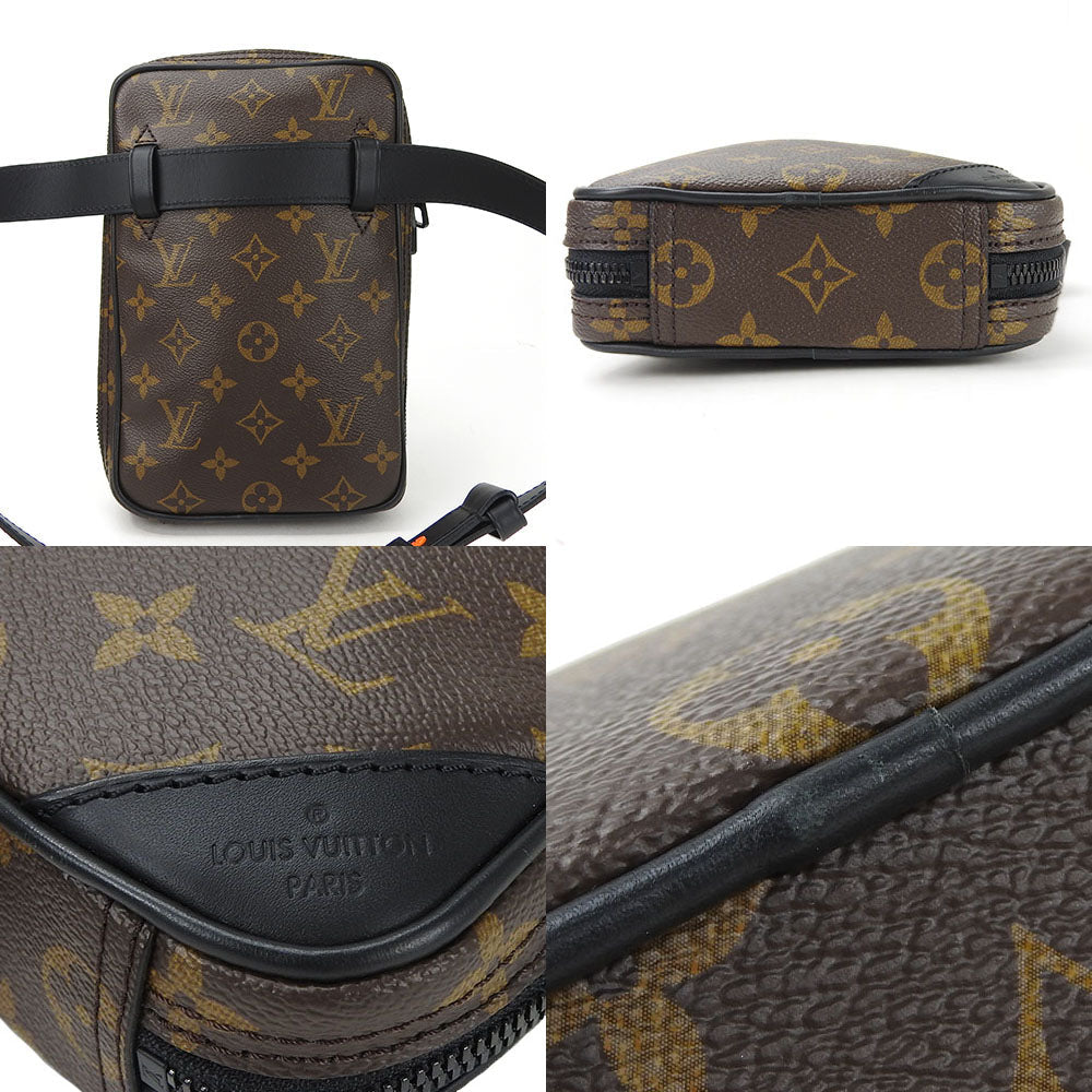 Louis Vuitton Sling Bag M44428 Monogram Macassar, Leather Black Utility Side Bag Mens Used Authentic