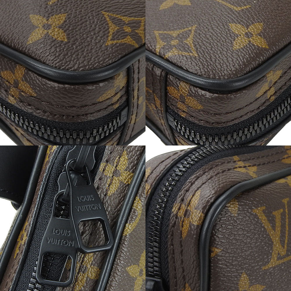 Louis Vuitton Sling Bag M44428 Monogram Macassar, Leather Black Utility Side Bag Mens Used Authentic